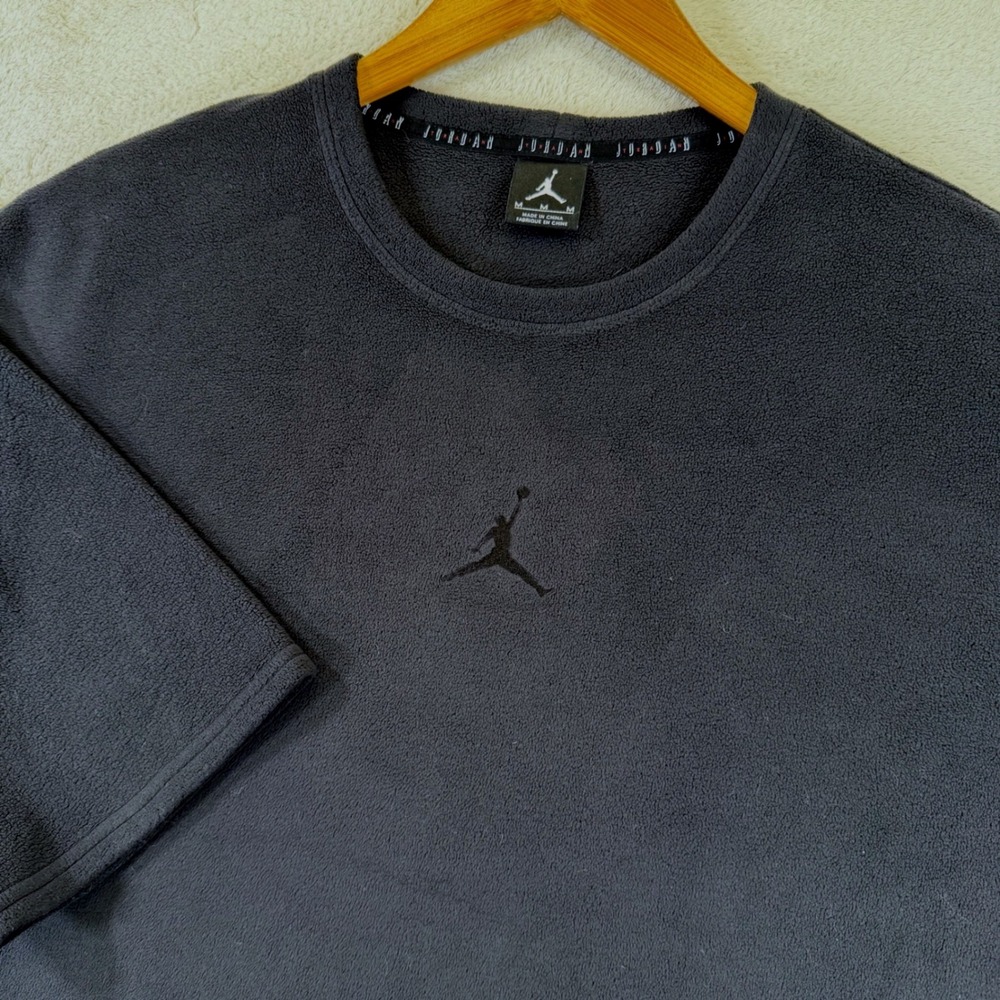 Vintage 2000s Jordan Fleece Shirt Mens M Black Tonal Jumpman 244143-655 Y2K-RARE